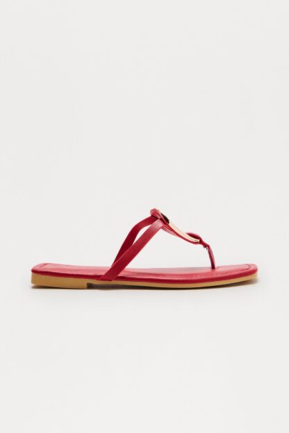 Sandalias Planas Estilo Flip Flops con Detalle Metálico - Beige - Image 5