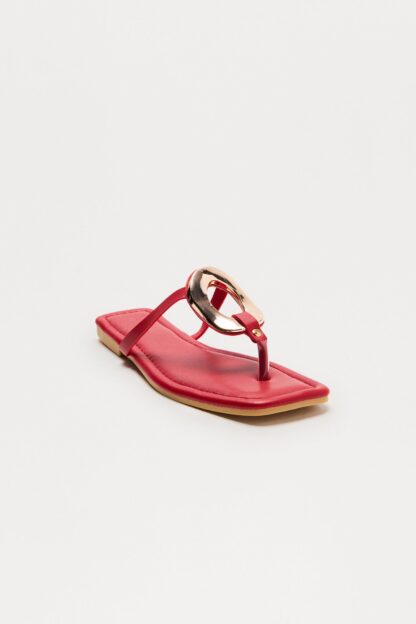 Sandalias Planas Estilo Flip Flops con Detalle Metálico - Beige - Image 3