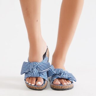 Sandalias Playeras con Detalle de Moño y Patrón a Rayas